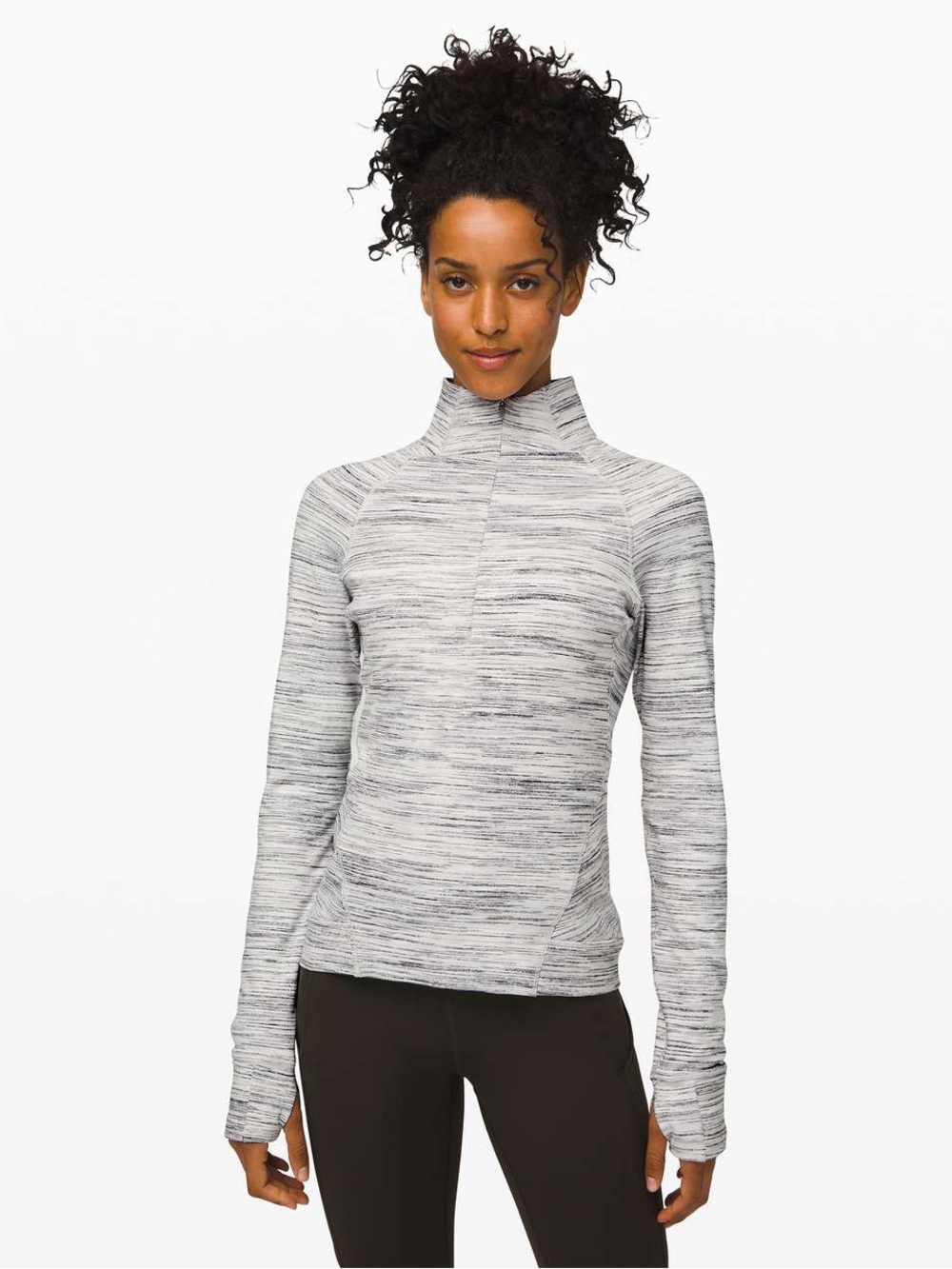 Lululemon Outrun the Elements Space Dye 1/2 Zip Size 8 EUC White Heathered